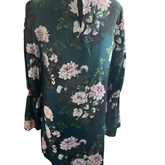 Club Monaco Sanai Silk Floral Crew Neck Long Sleeve Shift Dress - Picture 5 of 12